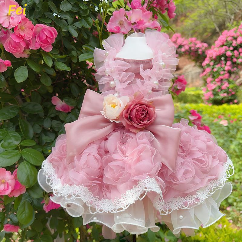 Luxury Lace Long Tail Princess Dress For Small Medium Dog Fashion Handade Pet Dog Clothes Puppy Dog Photography skirt