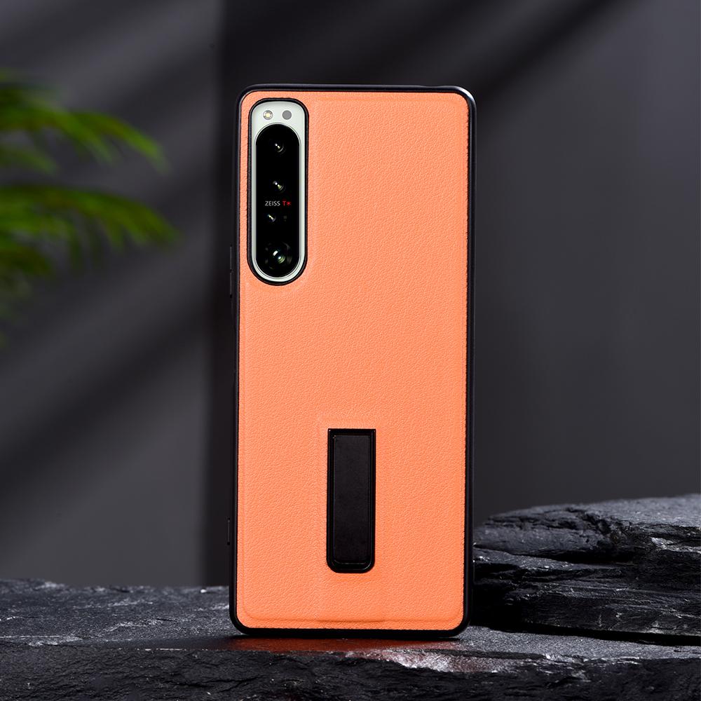Металлический чехол-подставка для Sony Xperia 1 5 10 III 5 II 10 IV Однотонный противоударный чехол-обложка из ПУ-кожи для Xperia 1 IV 5 IV XQ-CT54