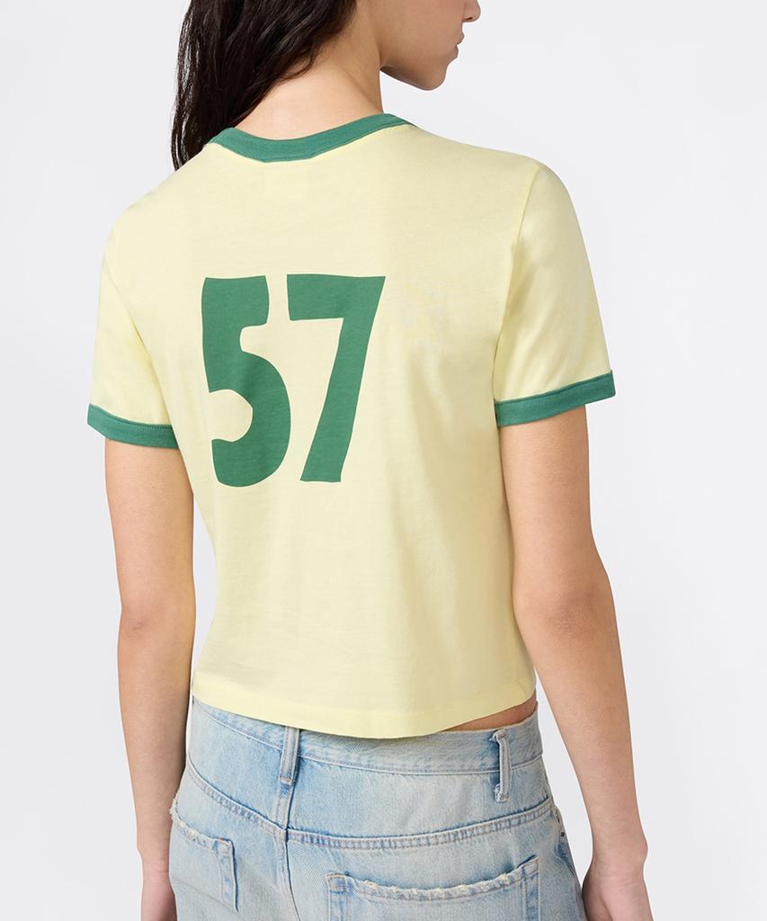 CHAMPION Women'S Sports Team Logo Cropped Ringer T-Shirt Yellow