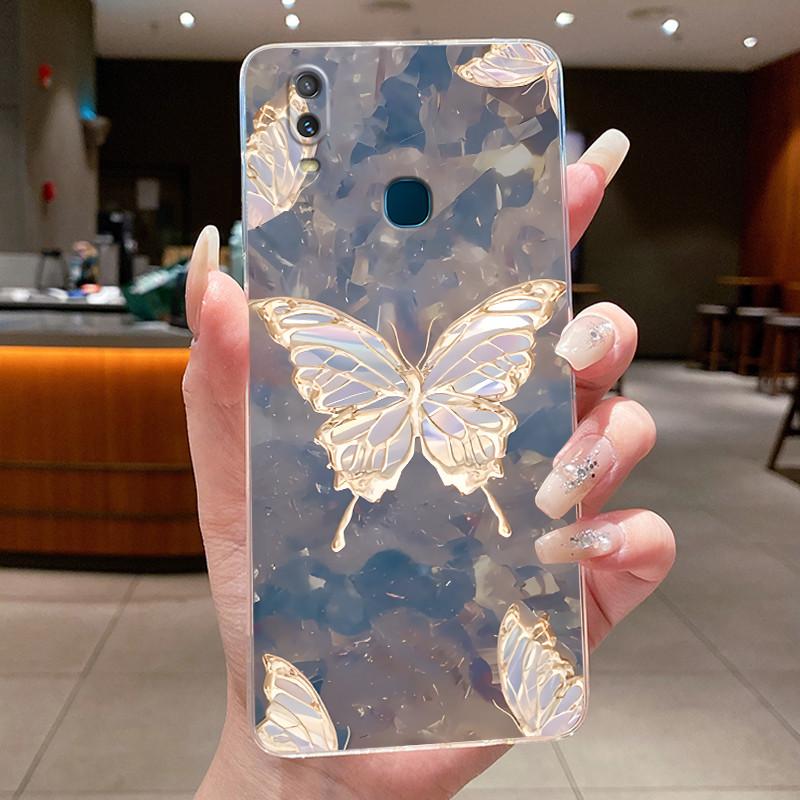 Для VivoY11 2019 Задняя крышка Vivo 1906 Корпус Vivo Y11 2019 Чехол Модный Роскошный Бабочки Цветы Прозрачный Мягкий ТПУ Желе Чехол для Телефона