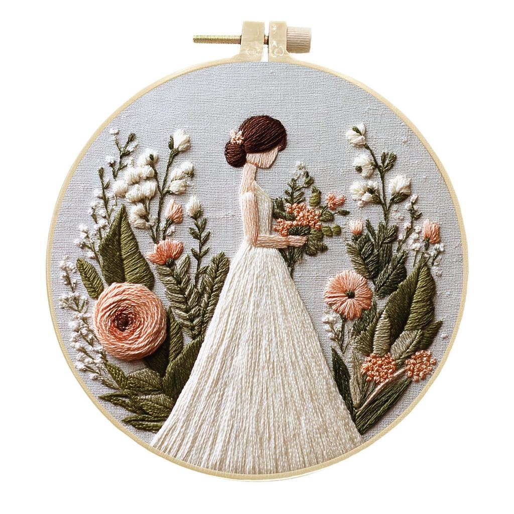 1 набор Серия Свадебная девушка Материал для ручной вышивки, Набор для начинающих вышивать крестиком, Легкий учебник и инструменты, Набор материалов для рукоделия из ткани