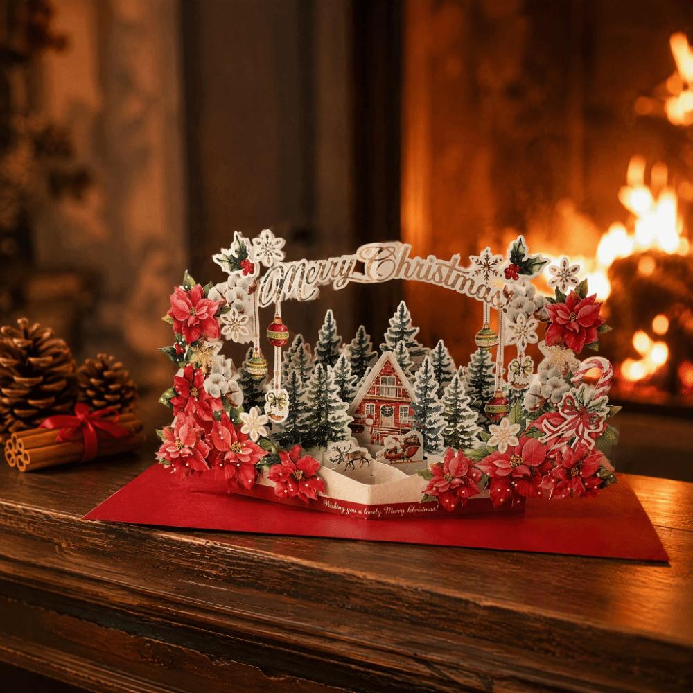 Multicolor Christmas Blessing Cards Flower Basket Christmas Cards  Christmas Supplies