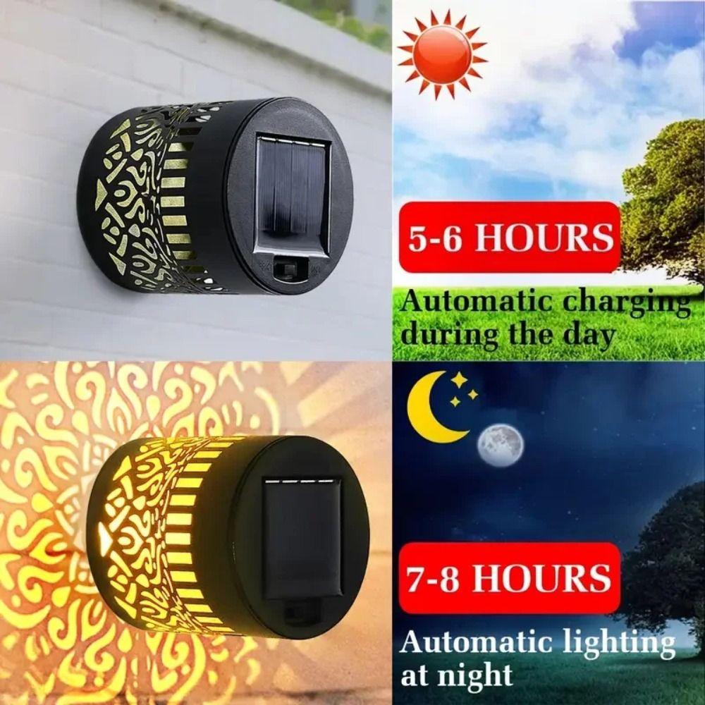 Iron Light Solar Wall Light Hollow Outdoor Garden Light IP65 Rated Solar Wall Lamp  Stairs Post