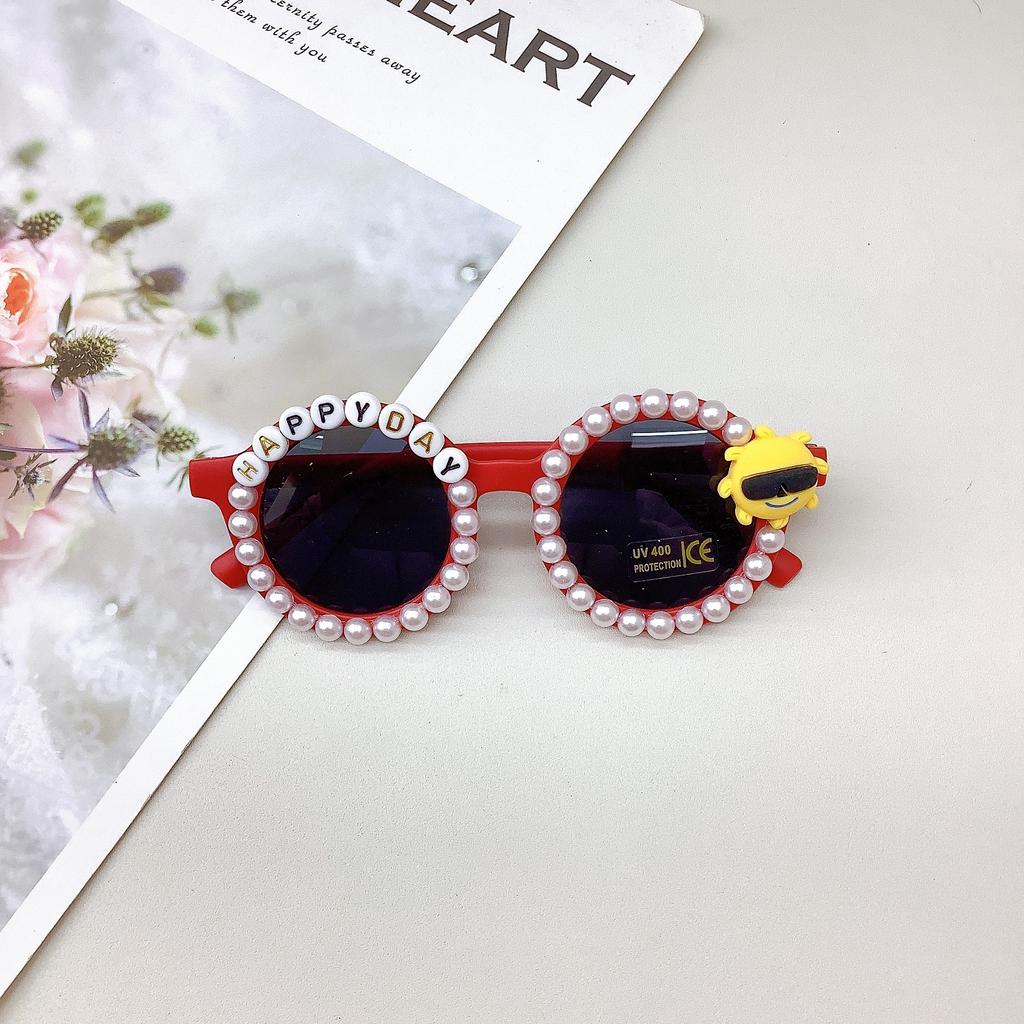 Ретро детские солнцезащитные очки Simple Temperament Diy Pearl солнцезащитные очки для мальчиков и девочек солнцезащитные очки с защитой от солнца и ультрафиолета