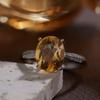 Natural Citrine Ring Four-Prong Light Luxury Small Color Gem Jewelry