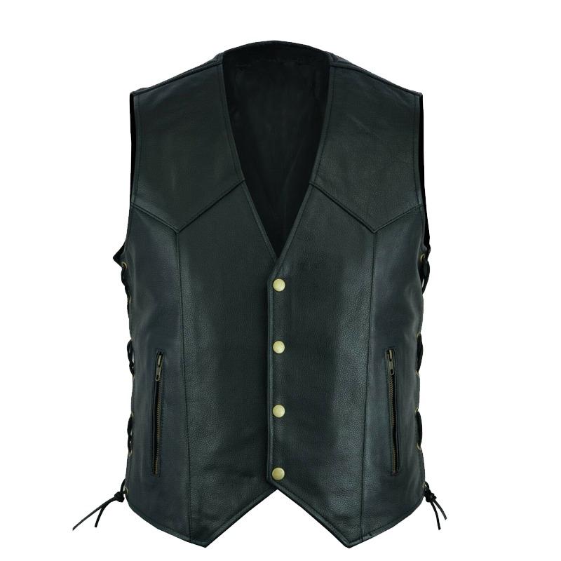 Mens Leather Vest Coat Motorcycle Biker Leather Vest Clubvest Chopper Vest