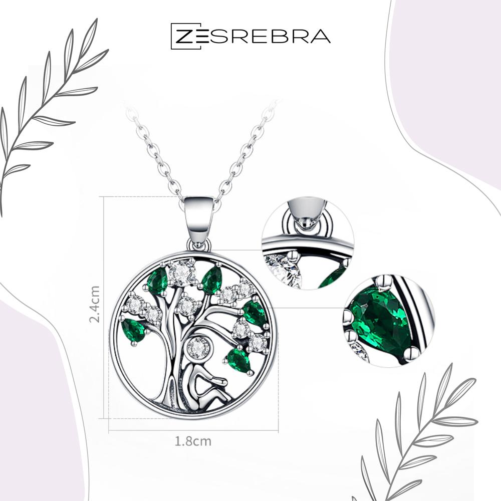 Chain Pr 925 Tree Of Life Tree Zircons Pendant