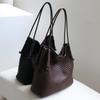 Handwoven Boho Tote Bag With Leather Trim Large Capacity Shoulder Daily Commute
