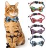 Ошейник для кошек с галстуком-бабочкой и колокольчиком из ткани с принтом в японском стиле, ожерелье для домашних животных, регулируемые безопасные шейные ошейники разных цветов для маленьких собак и кошек