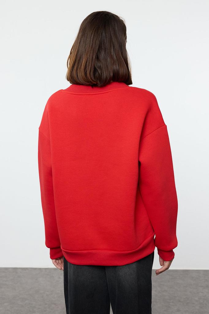 Женский модный стильный свитшот, черный базовый свитер оверсайз с v-образным вырезом, широкий крой, толстый флисовый вязаный свитшот внутри