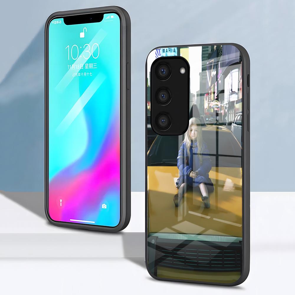 Чехол Diana Pragmata для Samsung S26 S25 S24 FE S23 S22 S21 Plus S20 Ultra Note20Ultra Черное Стеклянное Покрытие