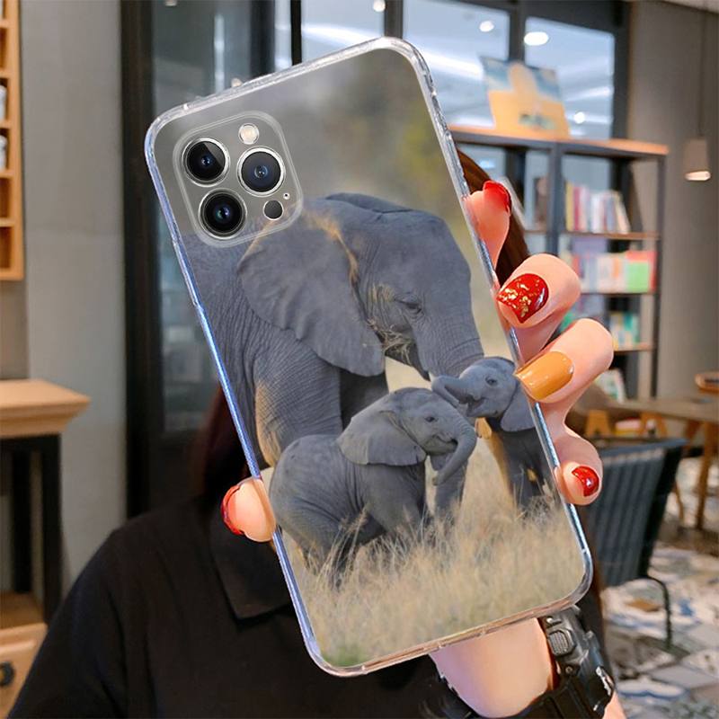 Чехол для телефона с изображением слона для iPhone 14 13 12 11 Pro Max XS X XR SE 2020 6 7 8 Plus Mini Transparent Shell