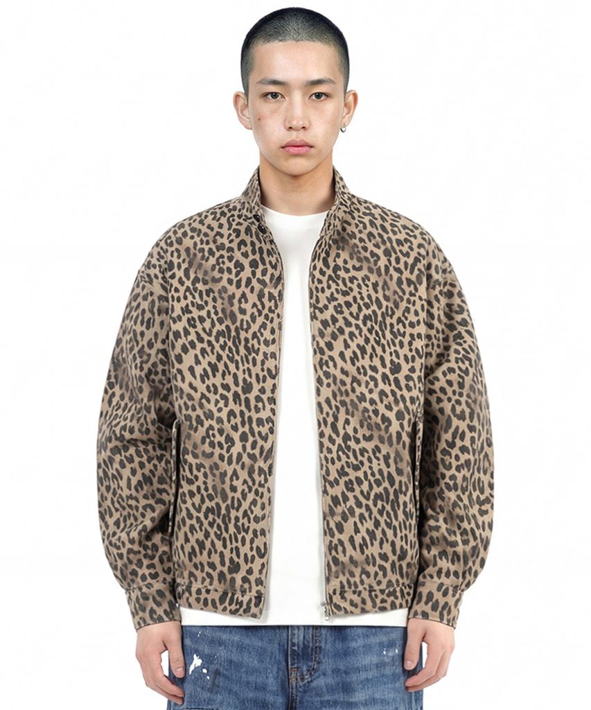 Qt8 Garments Lb Washed Leopard Harrington Jacket (Beige)