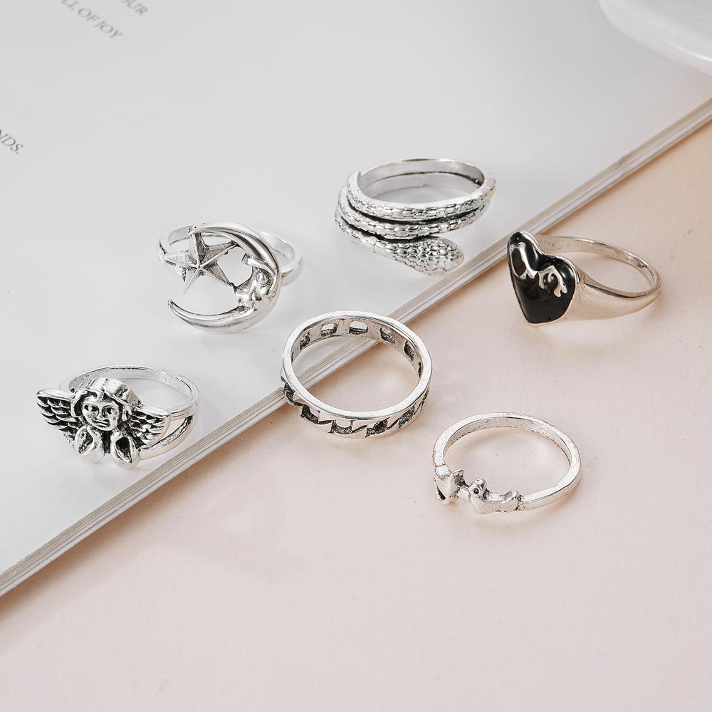 6 шт./компл. серебряное геометрическое металлическое кольцо для вечеринок для девочек, минималистское гладкое кольцо в стиле панк