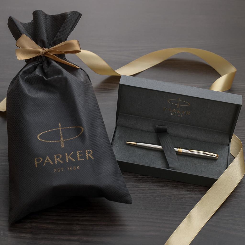 PARKER Ballpoint Pen Sonnet Stainless Steel GT Medium Point Wrapping Bag with Brand Logo Gift Box Gift Present Luxury Official Regular Imported