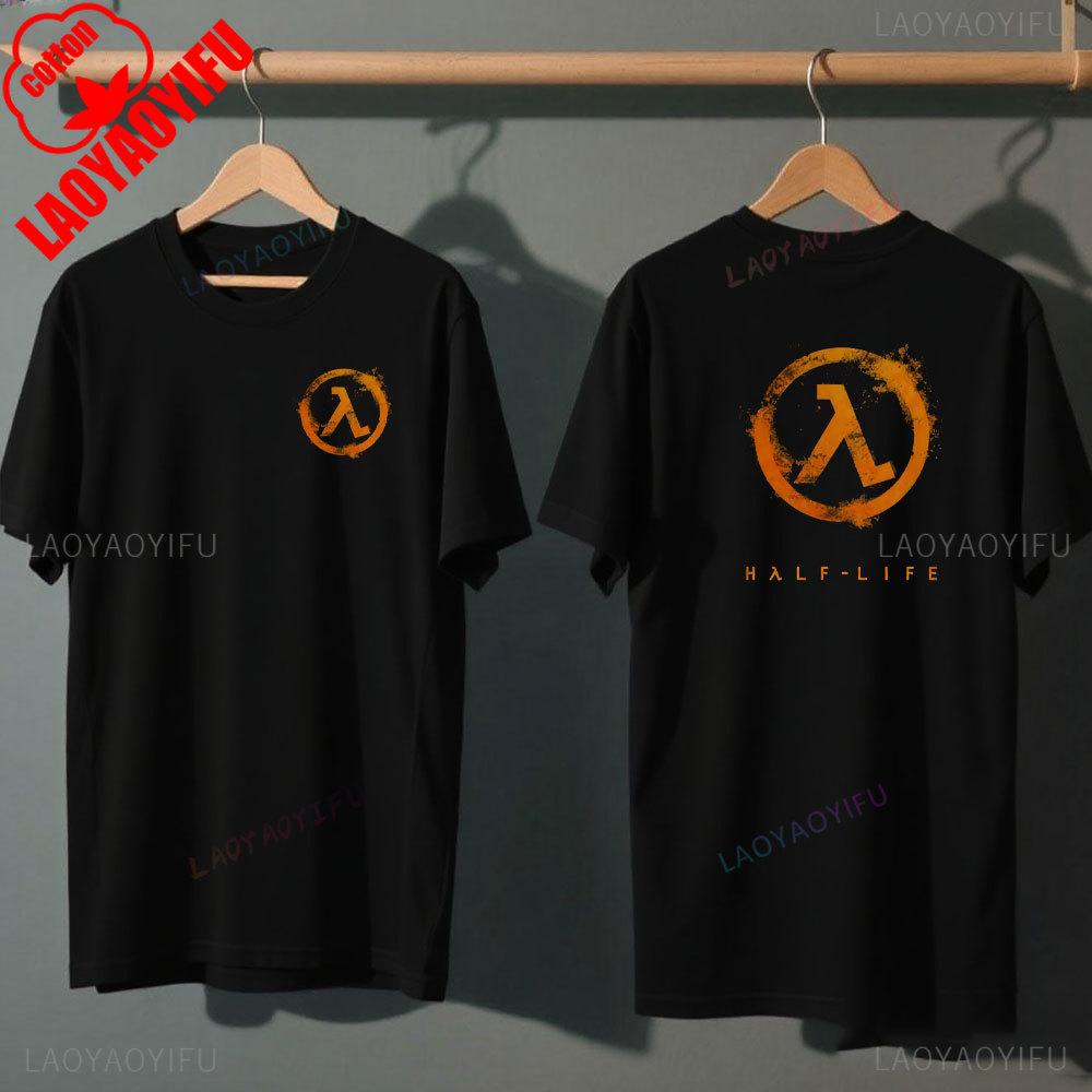Half Life Classics Logo Lambda in Tops & Tees Cotton T-shirt Vintage Unisex Clothing Graphic T Shirts Streetwear Shirts