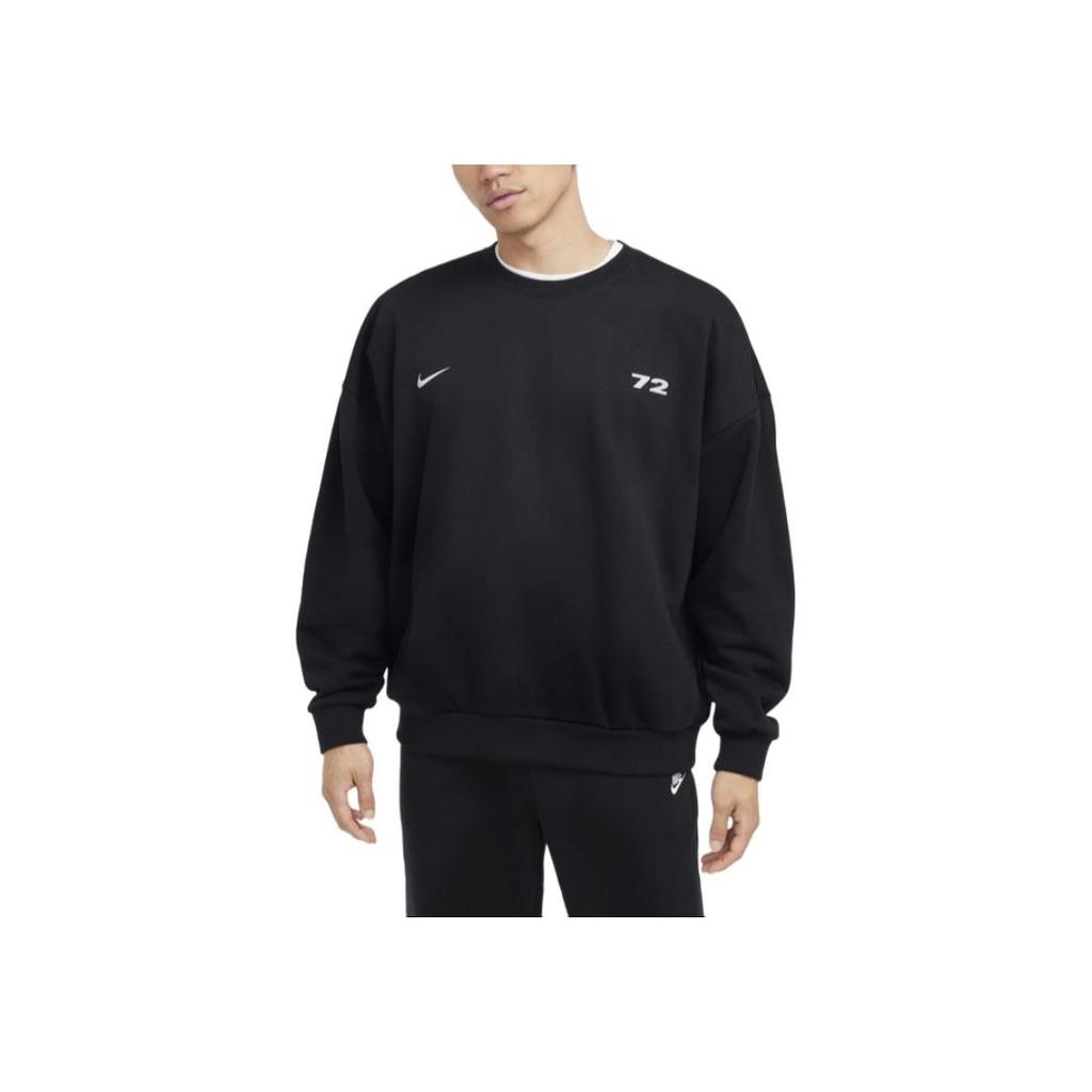 Nike Удобная модная толстовка с круглым вырезом и логотипом Club Oversized, мужская толстовка черного цвета Wolf-Grey HQ2962-010