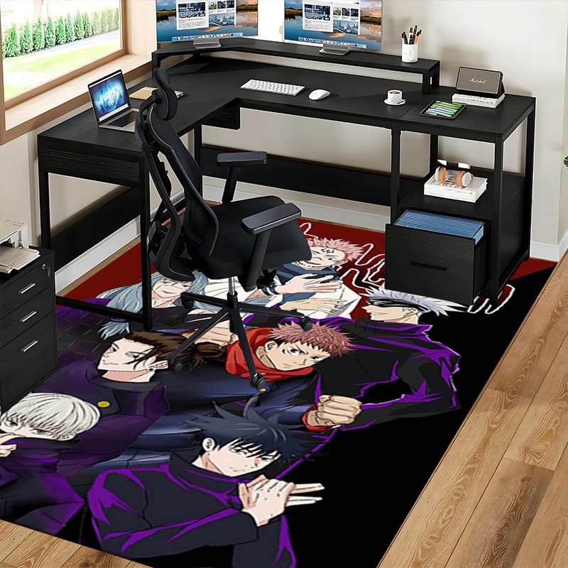 1pc Jujutsu Kaisen Anime Characters Office Chair Mat - Anti-Slip Carpet for Desk, Anime Decor Gift, Seasonal Decoration, Suitable for Home Office, Liv