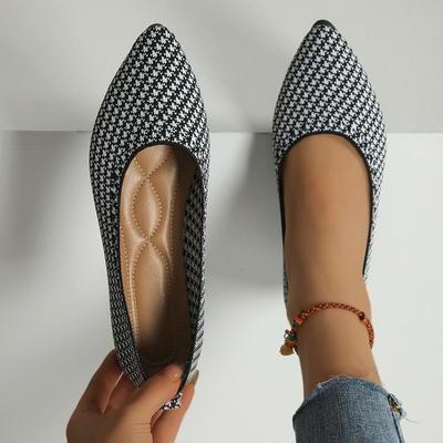 Модные черные женские остроносые трикотажные балетки с неглубокими носами повседневные сандалии 2024 года модные новые осенние туфли-лодочки трендовые женские туфли