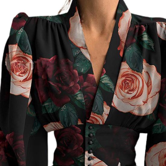 Women Shirt Solid Color Buttons Spring Autumn Temperament Slim-fitting Shirt