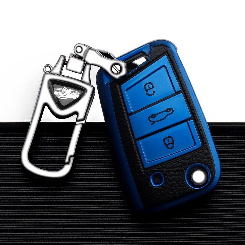 bngdr8 Leather TPU Car Key Case Car Key Full Cover Protection Bag for VW Volkswagen Polo Tiguan Passat Golf Jetta Lavida Skoda Octavia