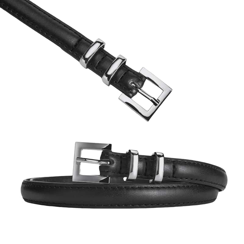 Simple Design Women's Thin Belt Fashion Casual And Versatile Jeans Dress Accessories Girdle Silver Pin Buckle Pu Waistband