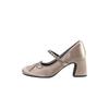 Mrs. Luxury Fragrance~ Coarse Heel Mary Jane High Heels Women's Shoes 2025 Spring New French Round Head Silver Single Shoes