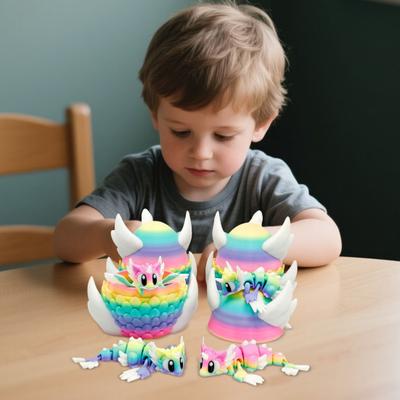 Коллекционное мини-яйцо с драконом, напечатанное на 3D-принтере, с подвижным драконом внутри, красочная миниатюра животного, игрушка-непоседа, настольная фигурка для декора дома, офиса