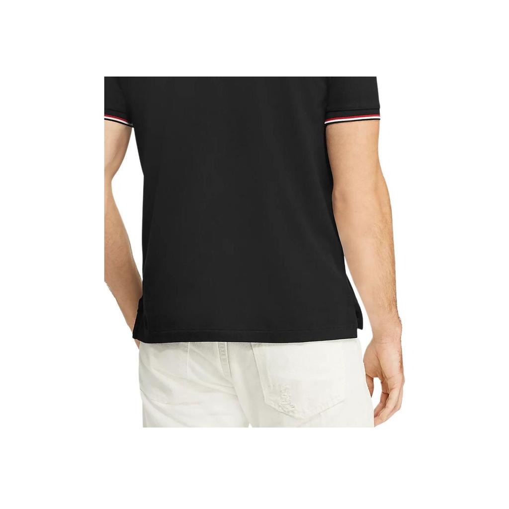 Polo Ralph Lauren SS25 Хлопковое поло с коротким рукавом и полосатой отделкой Мужские топы 710750897-001