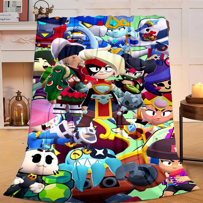 1PC Game Brawl Adventure Heroes Flannel Blanket Gift, Suitable for Both Men And Women, Soft Ideal for Beds And Sofa, Birthday Or Christmas Gift