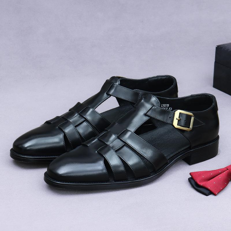 Роскошные летние мужские сандалии из натуральной кожи 2024 года, дышащий дизайн, повседневная пляжная обувь для отдыха на природе, большие размеры 38-46