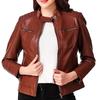 Women's Brick Tan Lambskin Leather Jacket , Quilted Biker Jacket , Designer Winter Jacket , Western Wear Outfit Leather Jacket