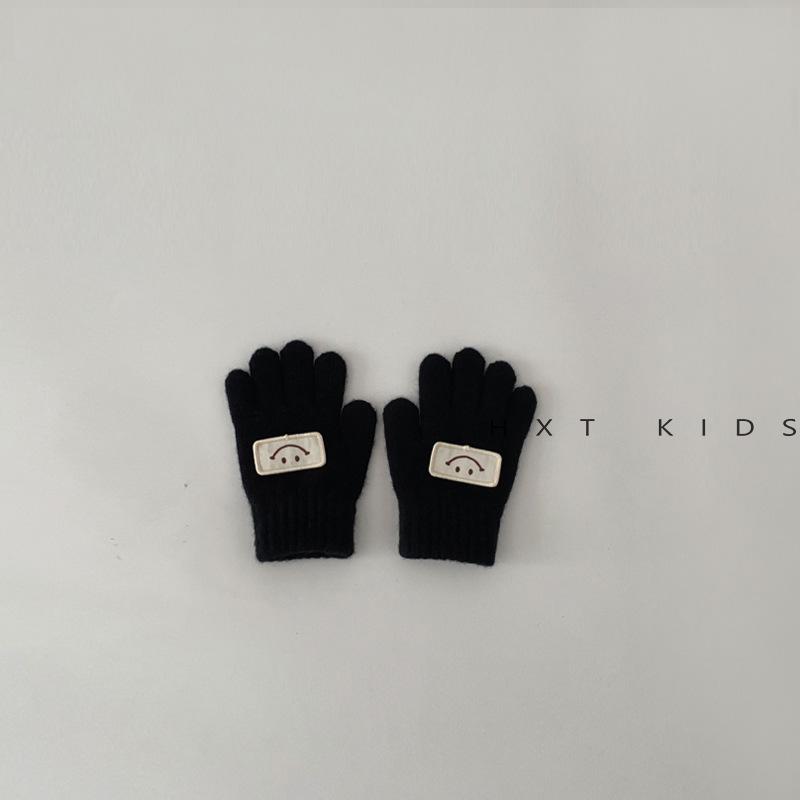 Детские перчатки для зимы, для улицы, теплые, стильные, со смайликом и маленькими кончиками пальцев. Детские зимние перчатки