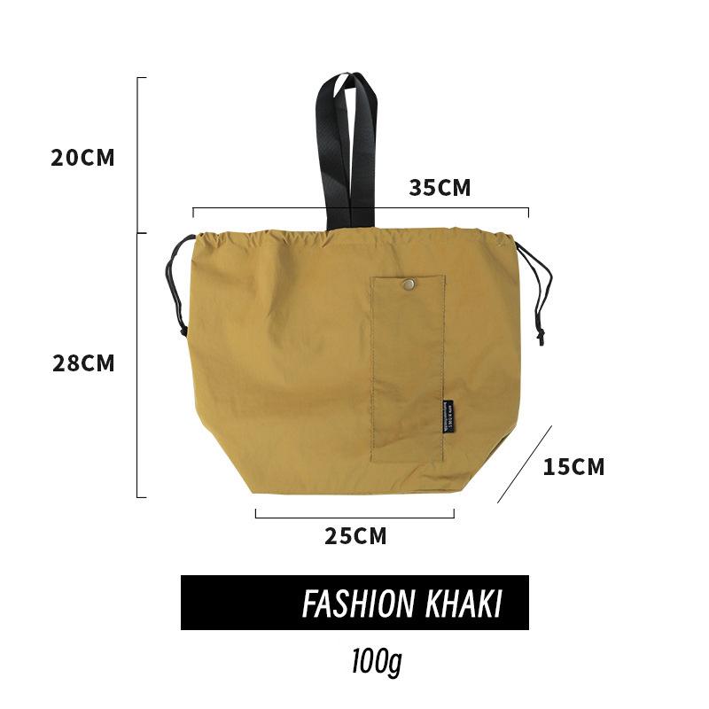 1pc Lunch Bag Large Capacity Hand-held Drawstring Double Layer Bento Box Bag Portable Insulated Picnic Bag Foldable Storage Bag