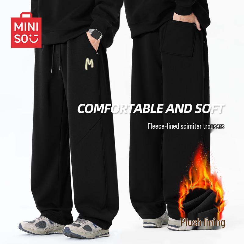 MINISO Мужские флисовые спортивные штаны с изогнутыми штанинами