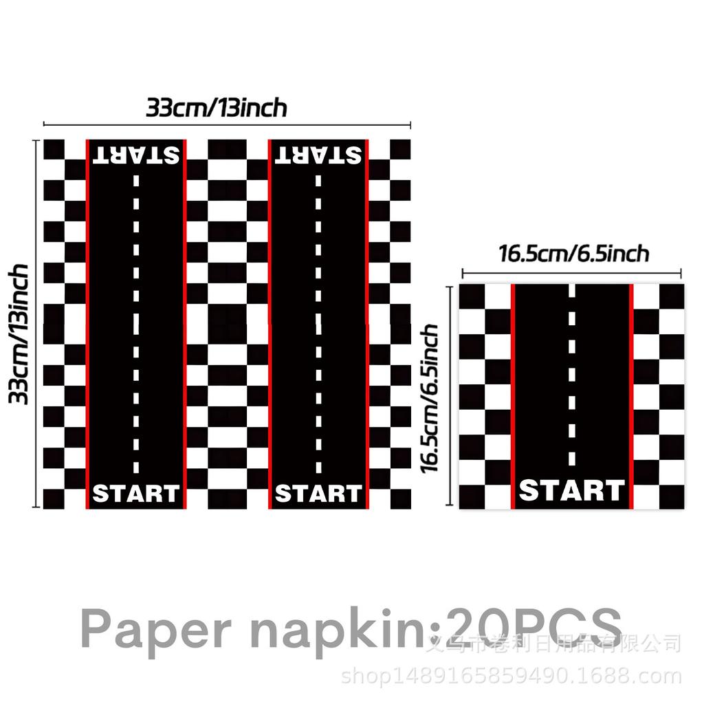 Racing Theme Party Supplies Birthday Decoration Tableware Wheel Arrangement Props Banner Tablecloth Swing Tissue