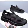 Sandals Men's Summer New Leather Mesh Breathable Hole Shoes Driving Outdoor Casual Wading Shoes Beach Shoes