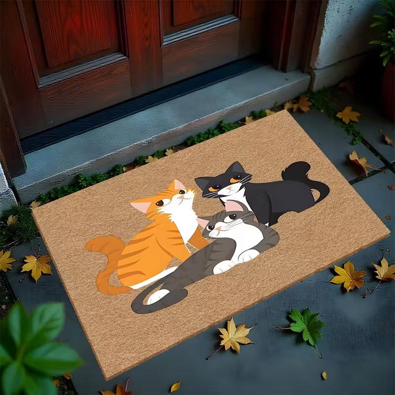 Cartoon Cat Floor Mat Entrance Entrance Crystal Velvet Dirt-resistant and Wear-resistant Foot Mat Floor Mat