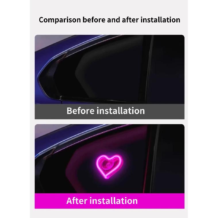 Car triangle window love light LED neon light rear window illuminated interior decoration USB wiring free ambient light