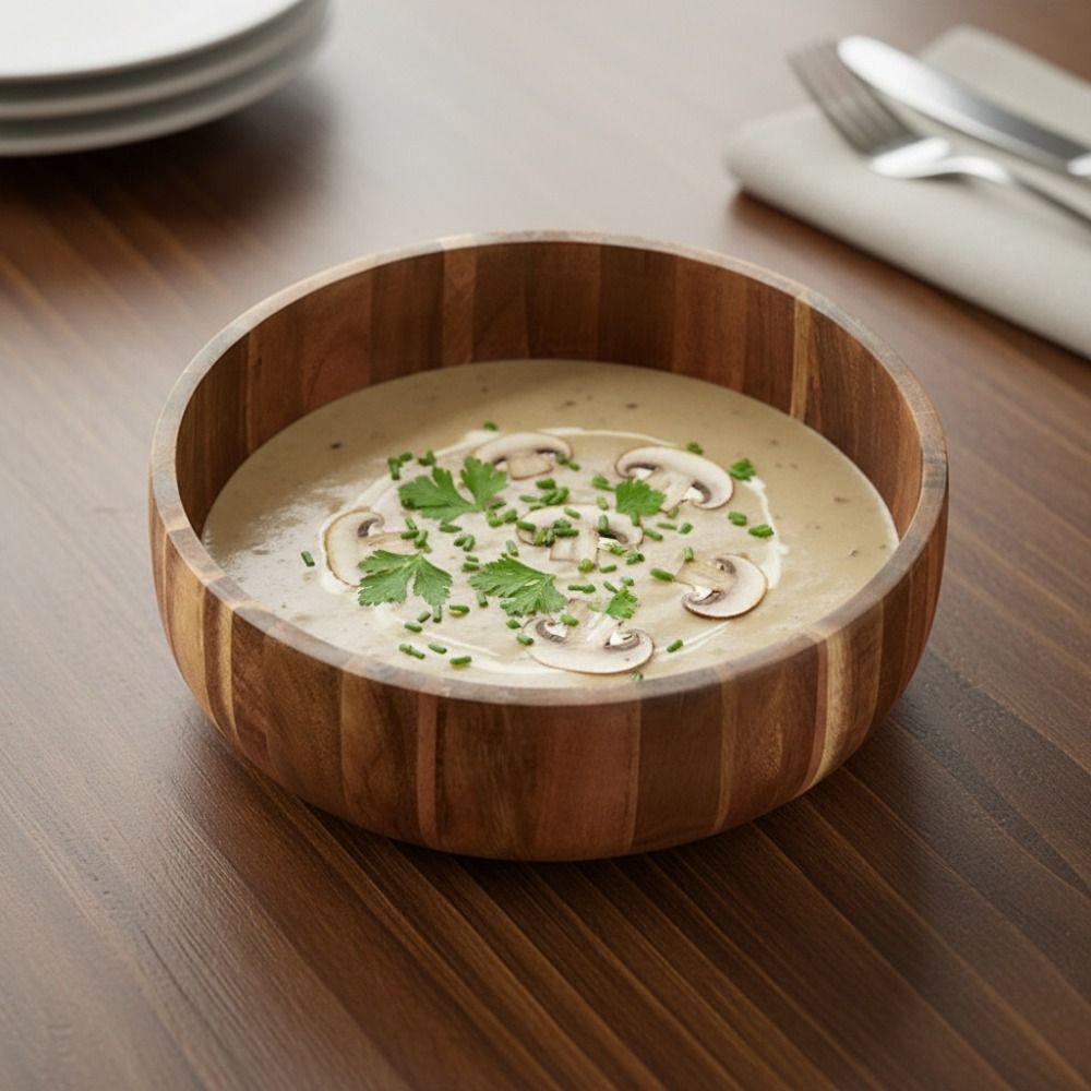 Rustic Style Salad Bowl Vintage Fruit Serving Bowl High-end Acacia Wooden Bowl Yogurt