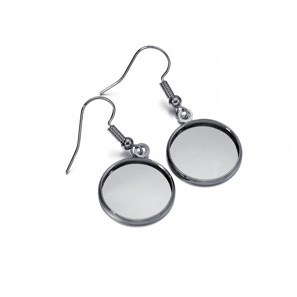 10pcs 10-25mm Tray Bezel Cabochon Earring Hook Blank Setting Round Pendant Ear Base Findings For DIY Glass Cameo Jewelry Making