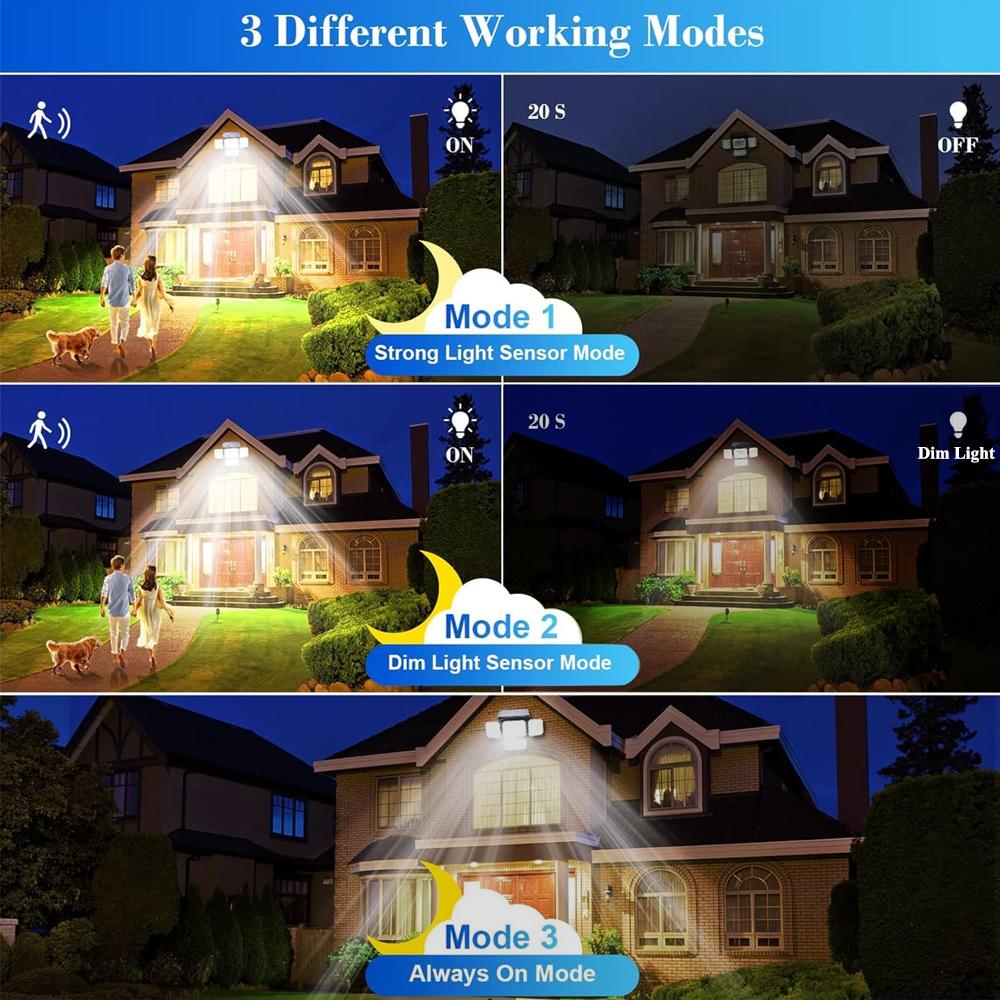 333 LED Solar Lights Outdoor Motion Sensor Human Induction 3 Modes IP65 Waterproof Solar Power Garage Yard Corridor Wall Lamp