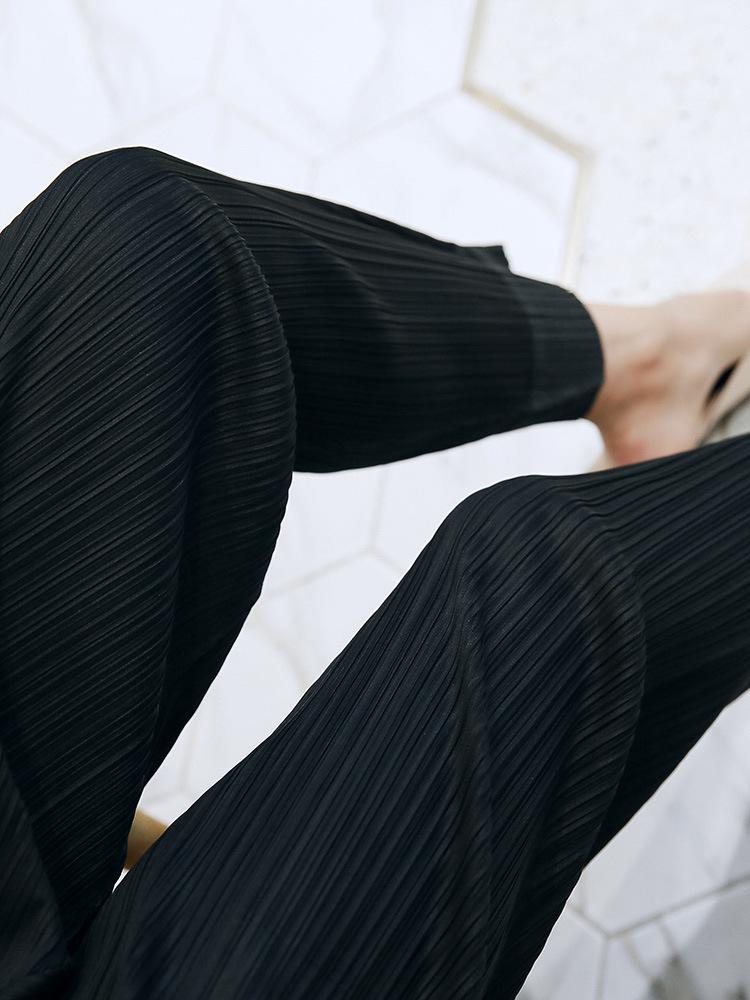 Женские летние укороченные плиссированные брюки Miyake: Модный свободный прямой стиль