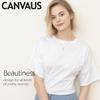 CANVAUS Свободная хлопковая футболка с круглым вырезом, женская верхняя одежда с рукавами «летучая мышь» и швами