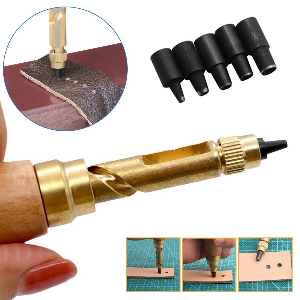 DIY Круглый Пробойник из Кожи Сменные Многоголовочные Пробойники для Ремня Бесшумный Ручной Вращающийся Инструмент Пробойник Аксессуары