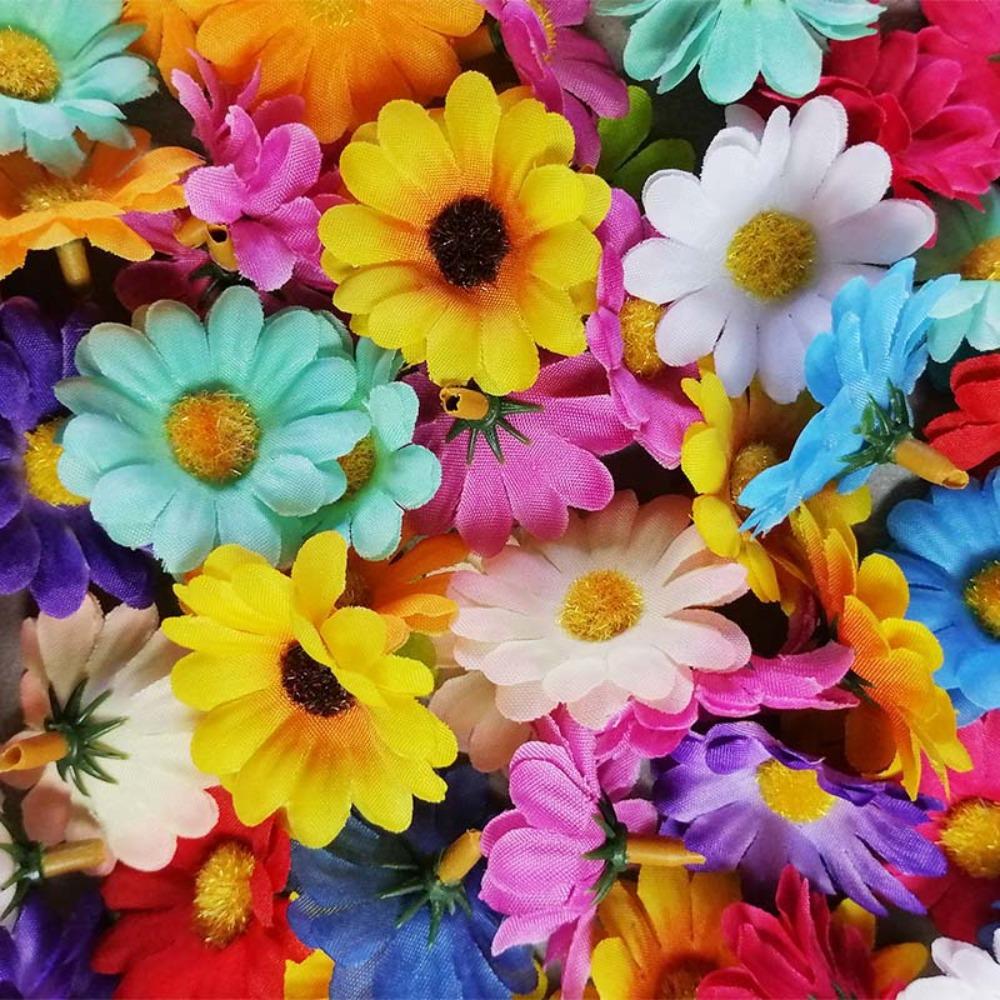 50 шт. шелковая искусственная головка подсолнечника DIY аксессуары мини ромашка имитация подсолнуха цветок