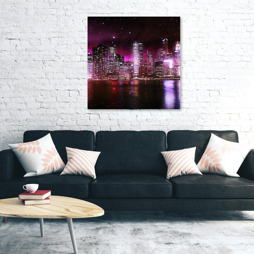 Canvas Print Pink Lights City
