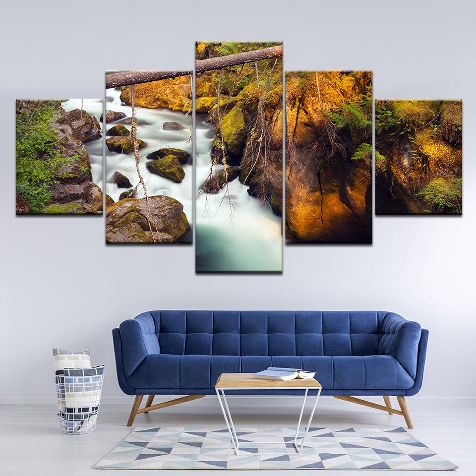 Canvas Painting beautiful amazing waterfall in forest landscape Wall Art Painting Modular Wallpapers Poster Print Home Decor
