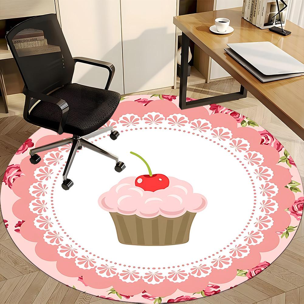 1pc Cupcake Print Chair Carpet for Office, Soft Flannel Throw Mat, Perfect for Office,Holiday Party Decoration Choice yy251113047