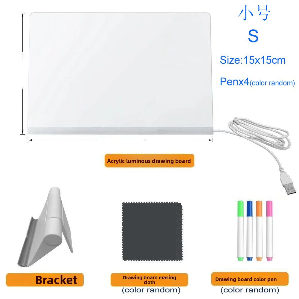 Kid Drawing Toy Led Note Board Diy Acrylic Board With Colour Pens Led Drawing Board Luminous Blackboard Wordpad With Night Light